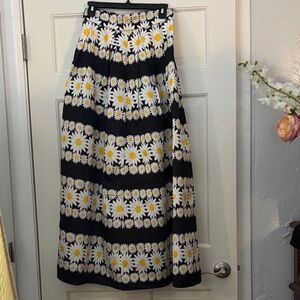 Daisy Print Black Maxi Skirt